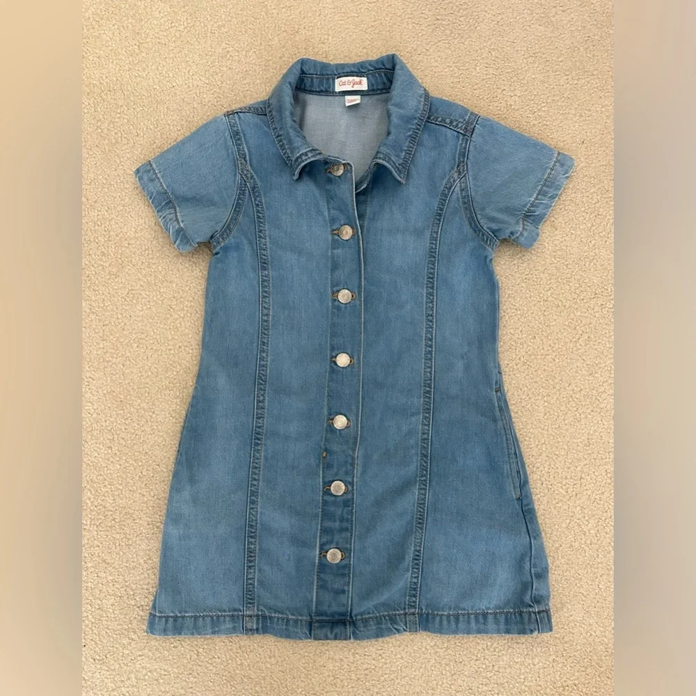 Denim, Snap, Front, Short Sleeve Dress Size S (6-7) Excellent Condition